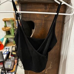 Black crop top with cross front, size XS